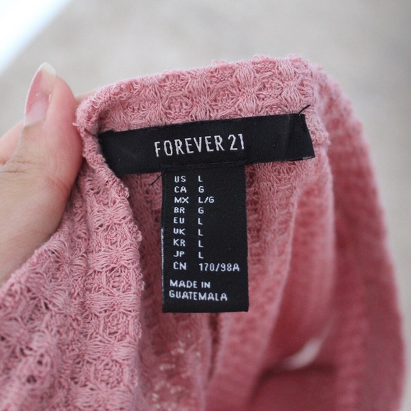 Forever 21 Large Pink Mauve Short Sleeve Waffle Knit Midi Dress - Picture 6 of 6